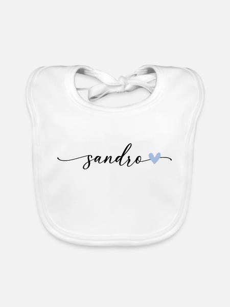 Sandro Nom Calligraphie Police - Bavoir bio Bébé - blanc - Devant