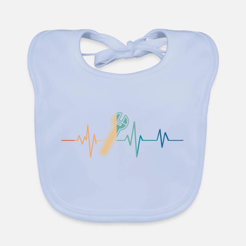 Retro Heartbeat Adjustable Wrench Organic Baby Bibs