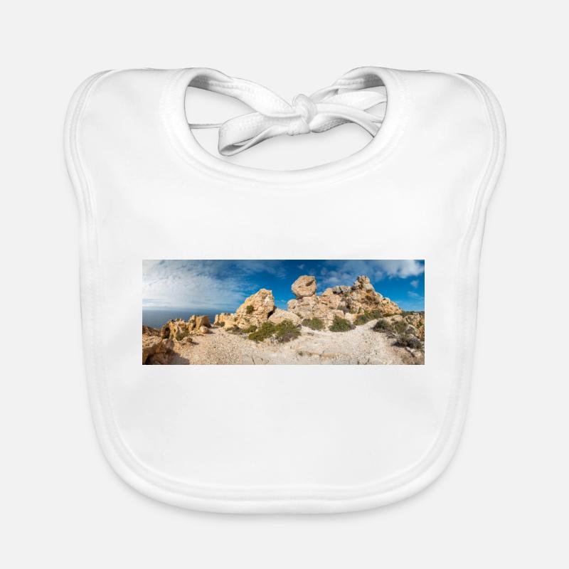 Dingli rock formation near Dingli Cliffs Malta Organic Baby Bibs