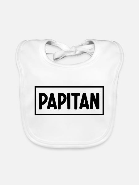 Papa Papa Père Fille Fils Fête des Pères Chemise Homme - Bavoir bio Bébé - blanc - Devant