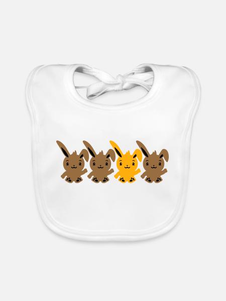 4 Bunny Friends Difference Be Different Different - Organic Baby Bibs - white - Front