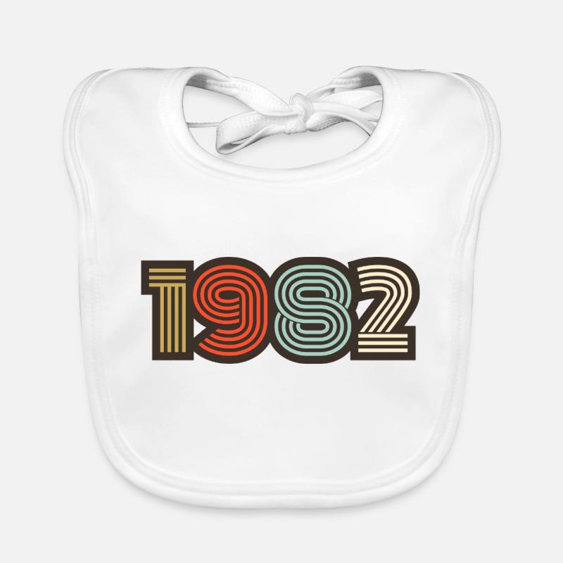1982 retro vintage - Organic Baby Bibs - white