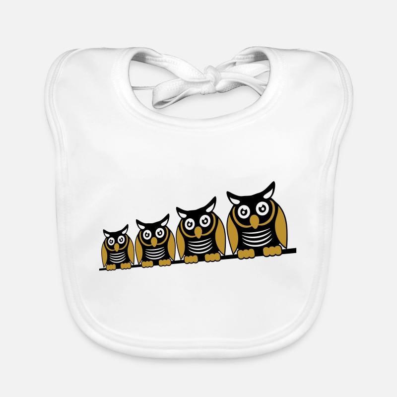 4 Eulen Vogel vier Freunde Reihe Uhu Crew Team süß Baby Bio-Lätzchen