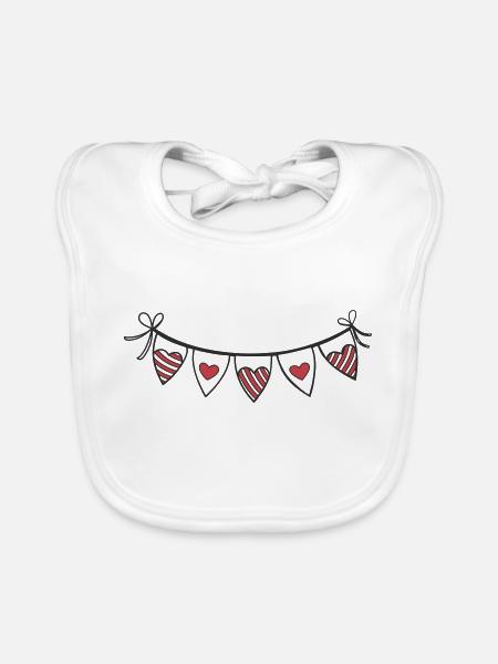 Heart Garland Hearts - Organic Baby Bibs - white - Front