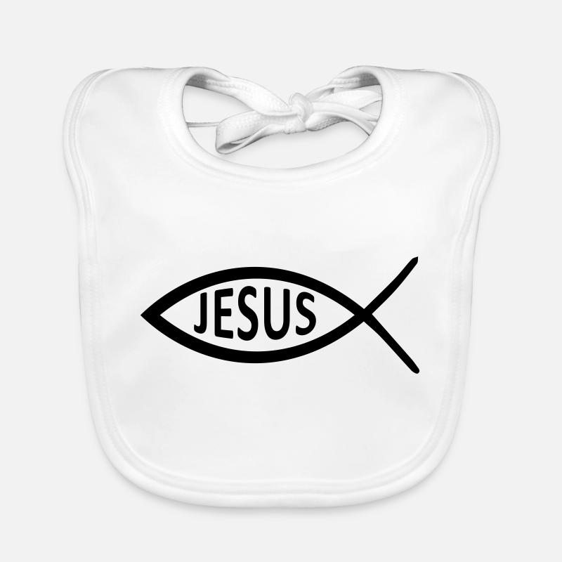 Jesus Fish Symbol Organic Baby Bibs