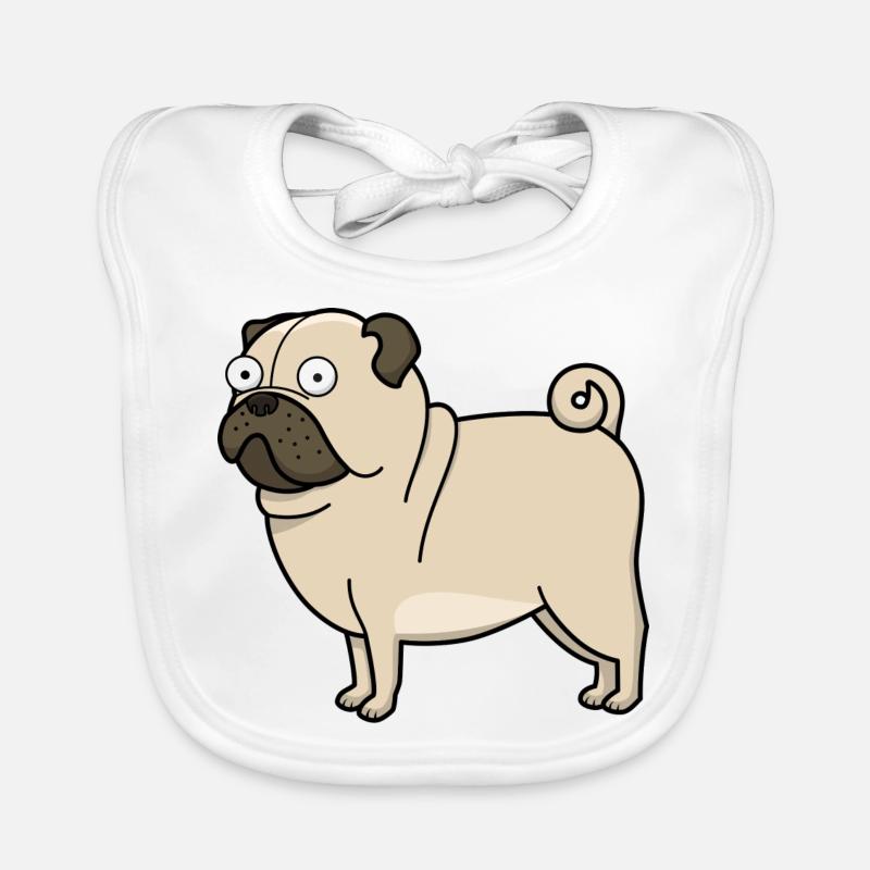 Derp Pug - Organic Baby Bibs - white