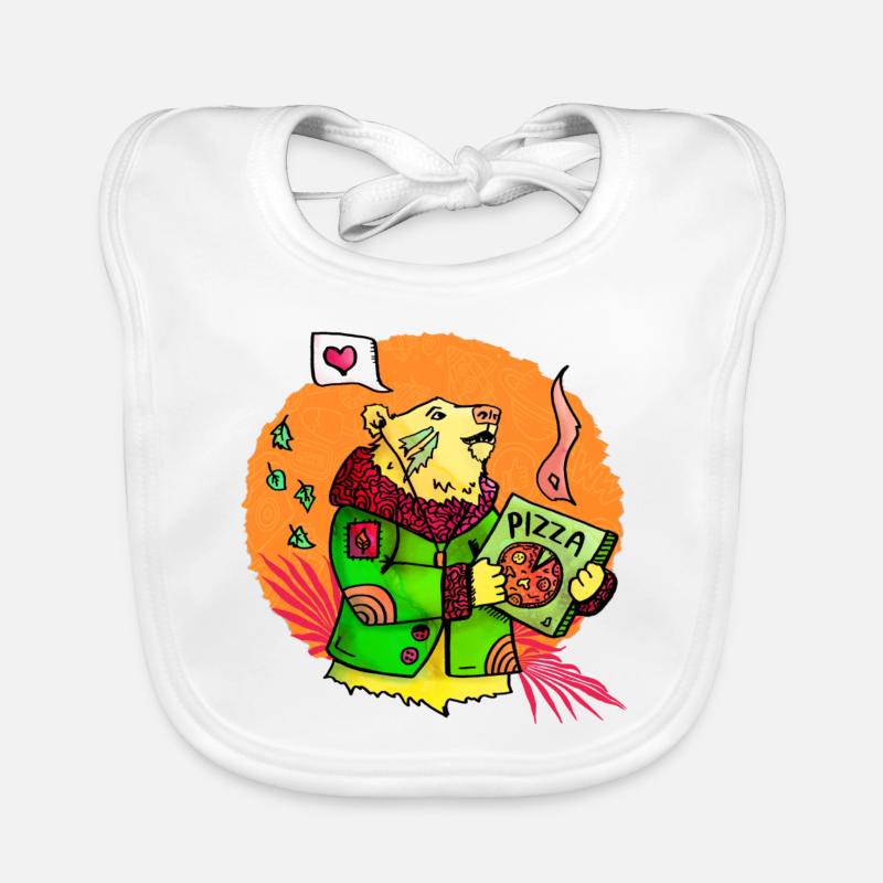 Pizza bear Organic Baby Bibs