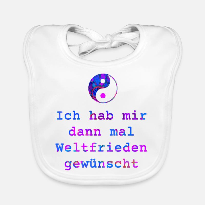 Ich habe mir dann mal Weltfrieden gewünscht - bunt Baby Bio-Lätzchen