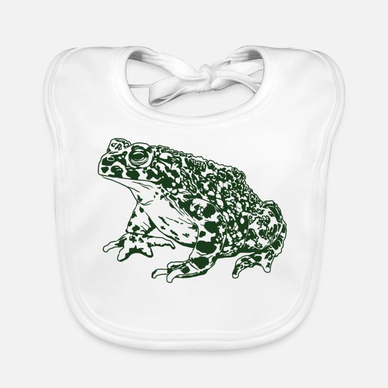 Toad Frog Graphic Aquatic Amphibian Frog Lovers Organic Baby Bibs