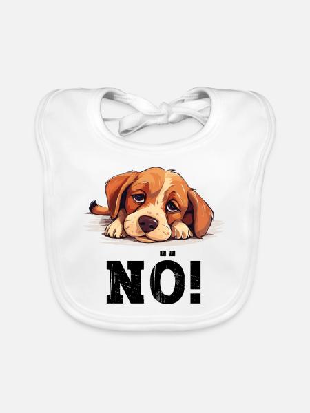 Hund Nö Einfach Nö No Nein Hündchen Lustig Spruch - Baby Bio-Lätzchen - Weiß - Vorne