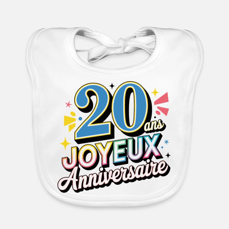 20 ans joyeux anniversaire Bavoir bio Bébé