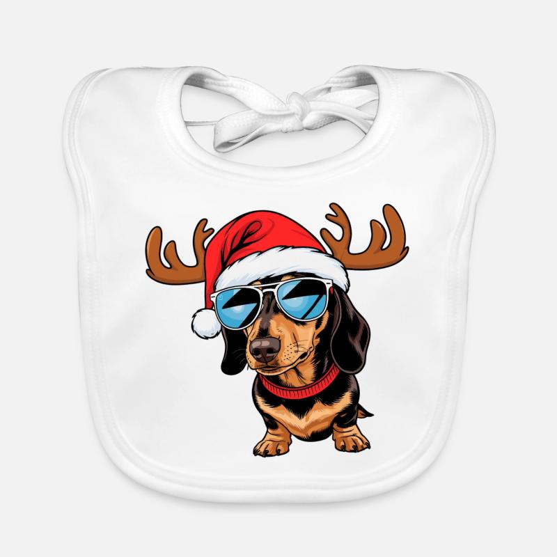Christmas Dachshund Organic Baby Bibs