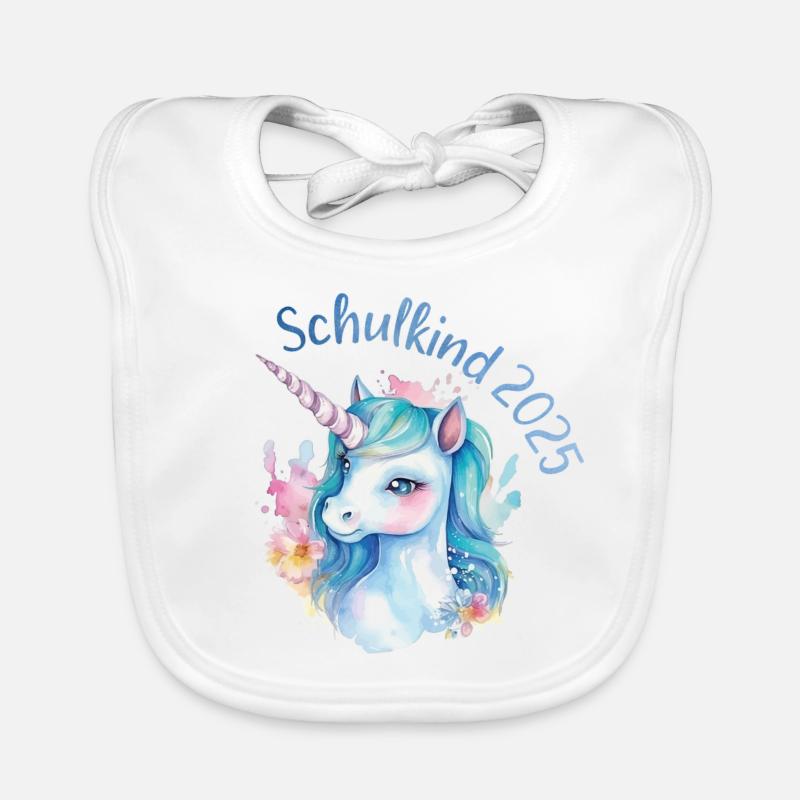 Schulkind 2025 Einhorn Einschulung Schule Schüler Baby Bio-Lätzchen