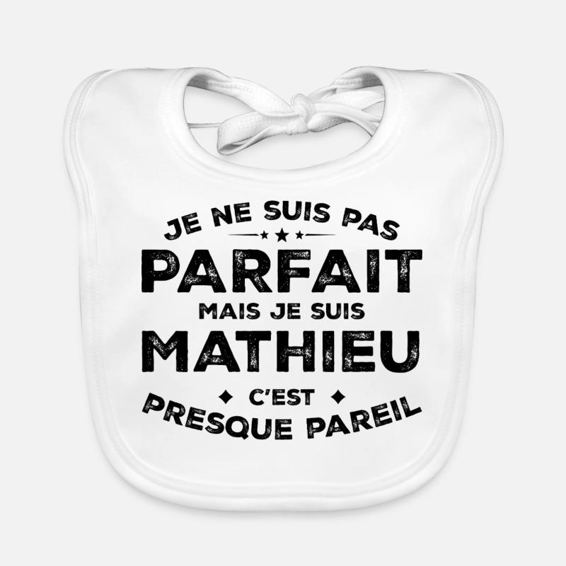 Mathieu Ein Vorname, eine Haltung Humor Mathieu Baby Bio-Lätzchen