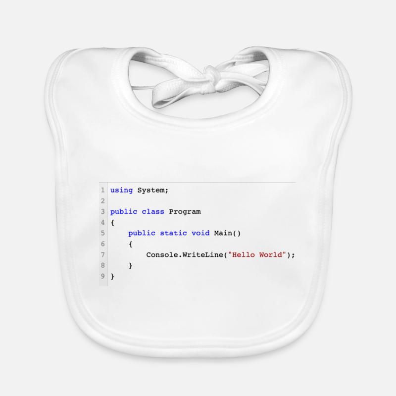 C # .NET Code Hello World Programmer Gift Bavoir bio Bébé