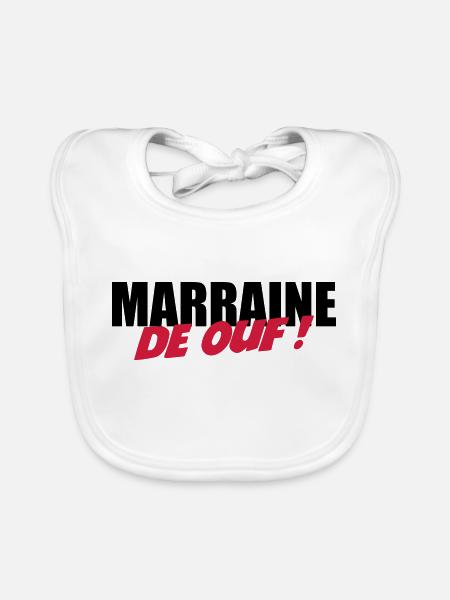 Marraine de ouf ! - Bavoir bio Bébé - blanc - Devant
