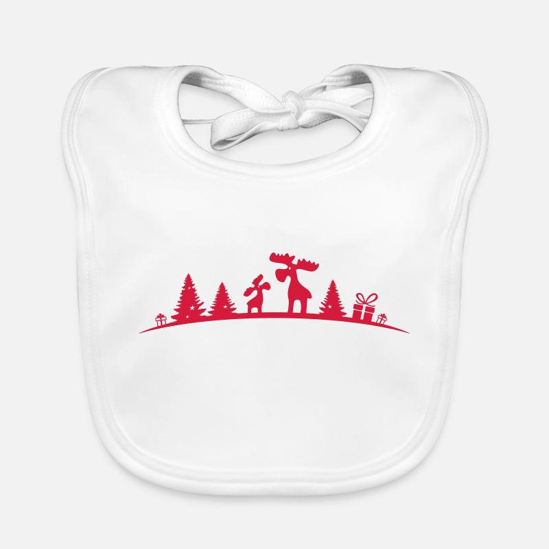 Weihnachten - Elche im Wald Baby Bio-Lätzchen