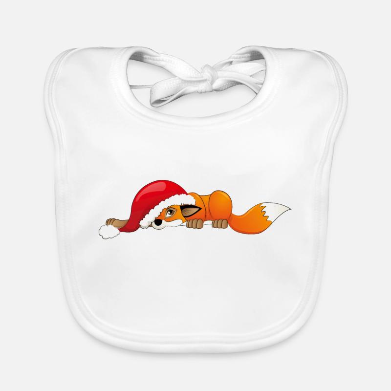 Fox with Christmas hat Organic Baby Bibs