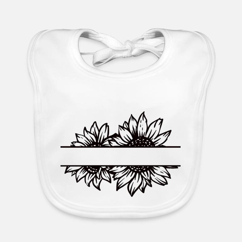 Double sunflower split black Organic Baby Bibs