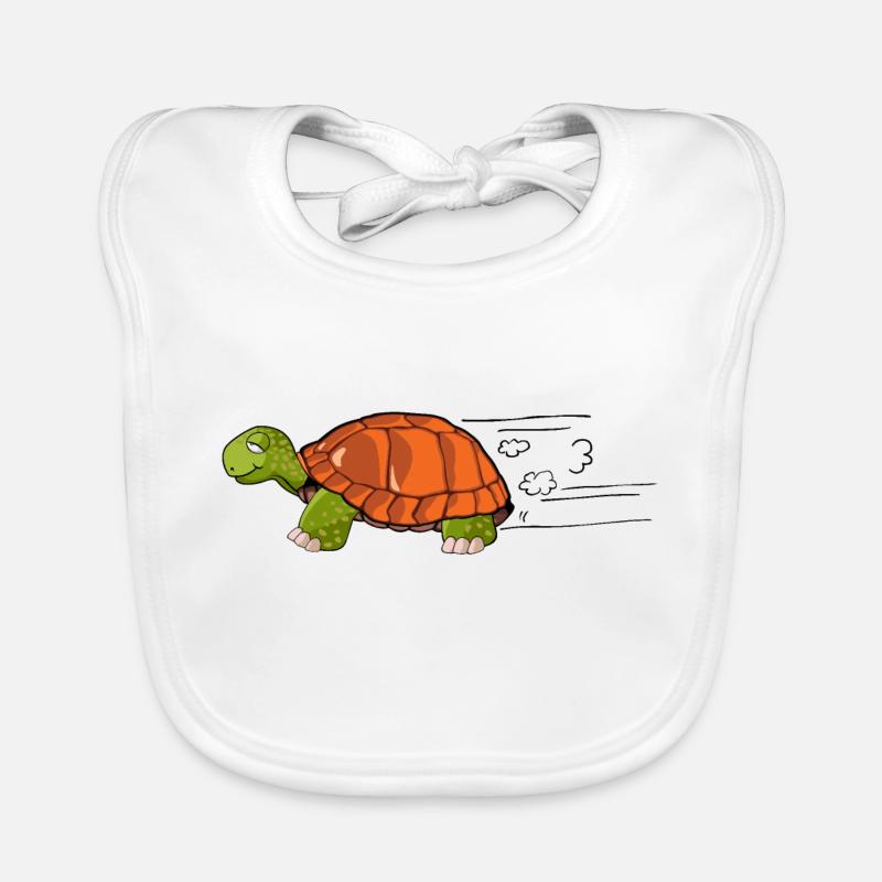 tortue dessin vitesse humour - Bavoir bio Bébé - blanc