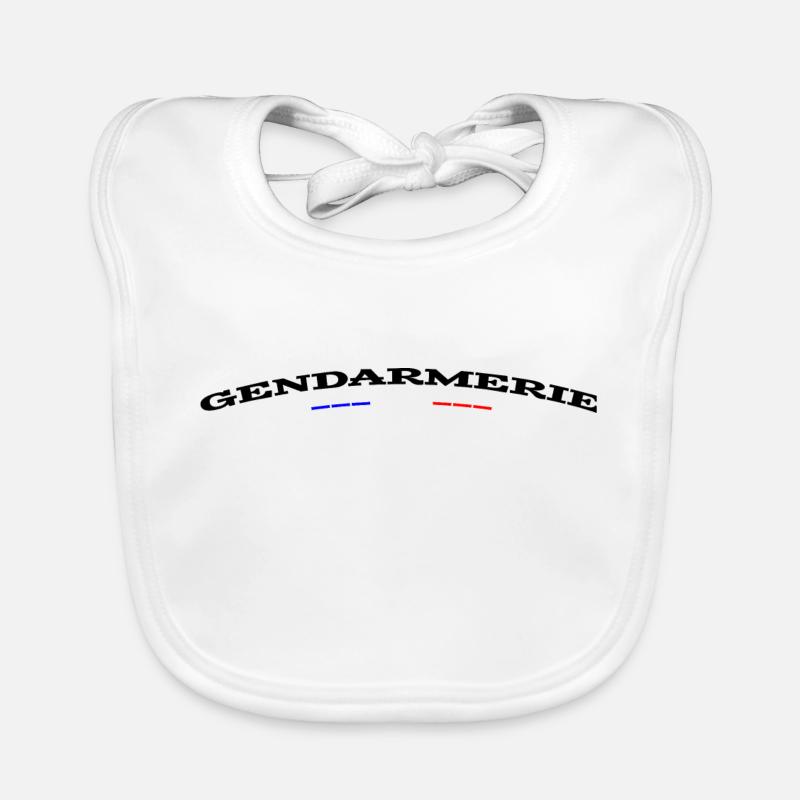 Gendarmerie 1 - Bavoir bio Bébé - blanc