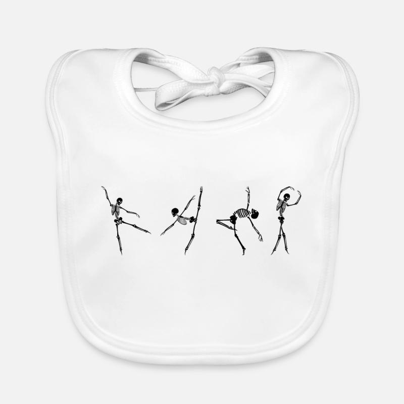 Dancing Skeleton - Organic Baby Bibs - white