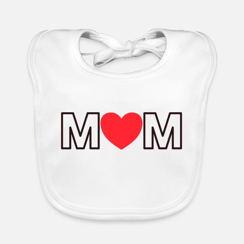 Maman avec cœur - Bavoir bio Bébé - blanc