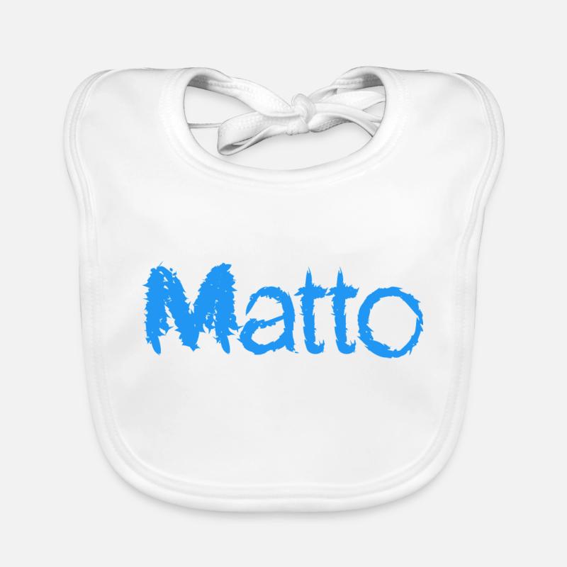 Matto blue text great name Organic Baby Bibs