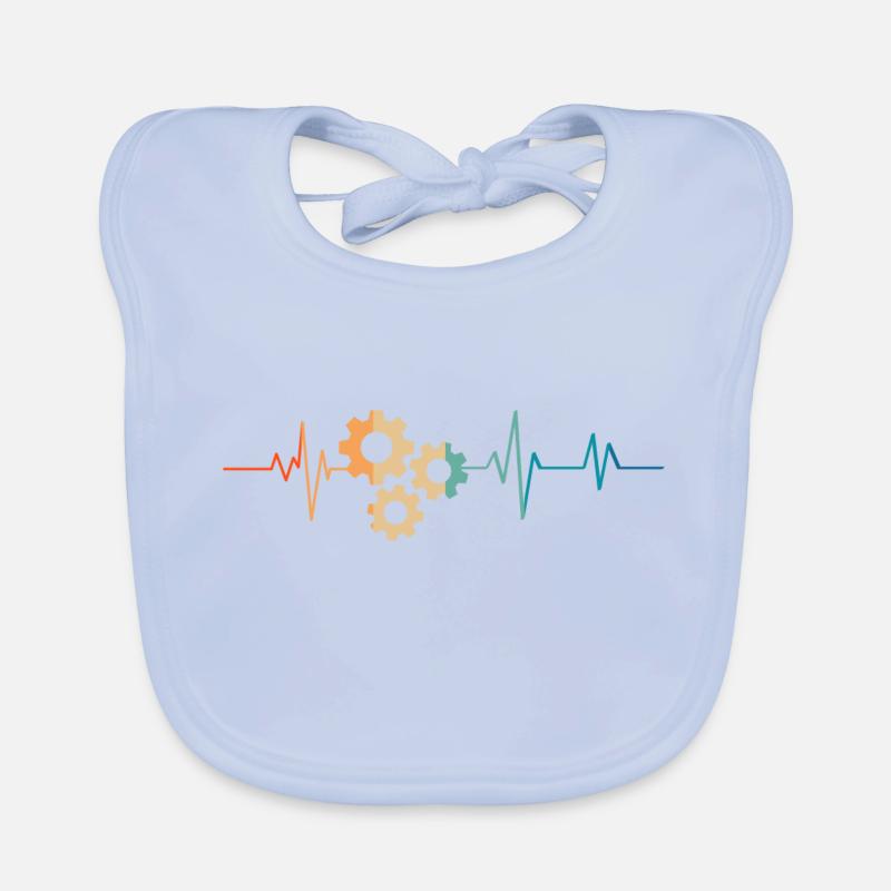 Heartbeat Retro Cogs Organic Baby Bibs