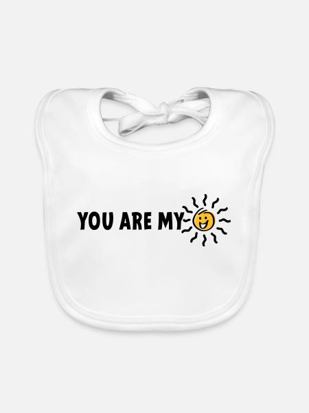 Slogan tu es mon rayon de soleil - Bavoir bio Bébé - blanc - Devant
