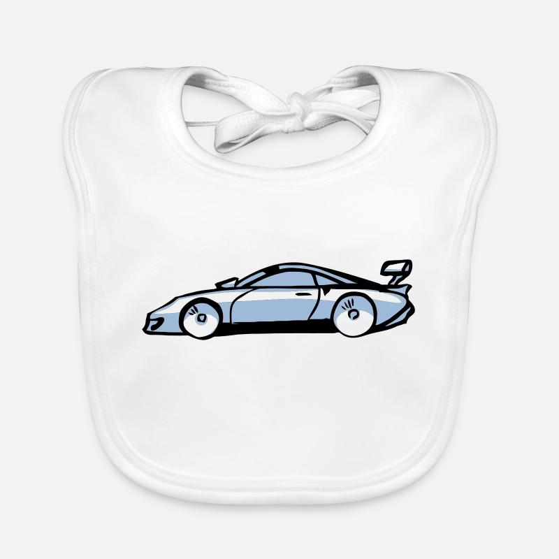 Voiture de sport - Bavoir bio Bébé - blanc