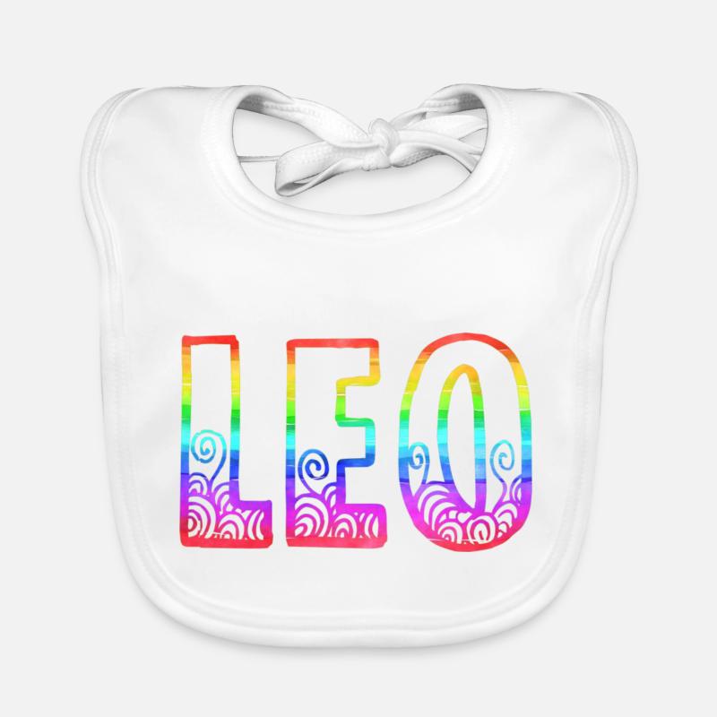 leo rs rainbow - Bavoir bio Bébé - blanc