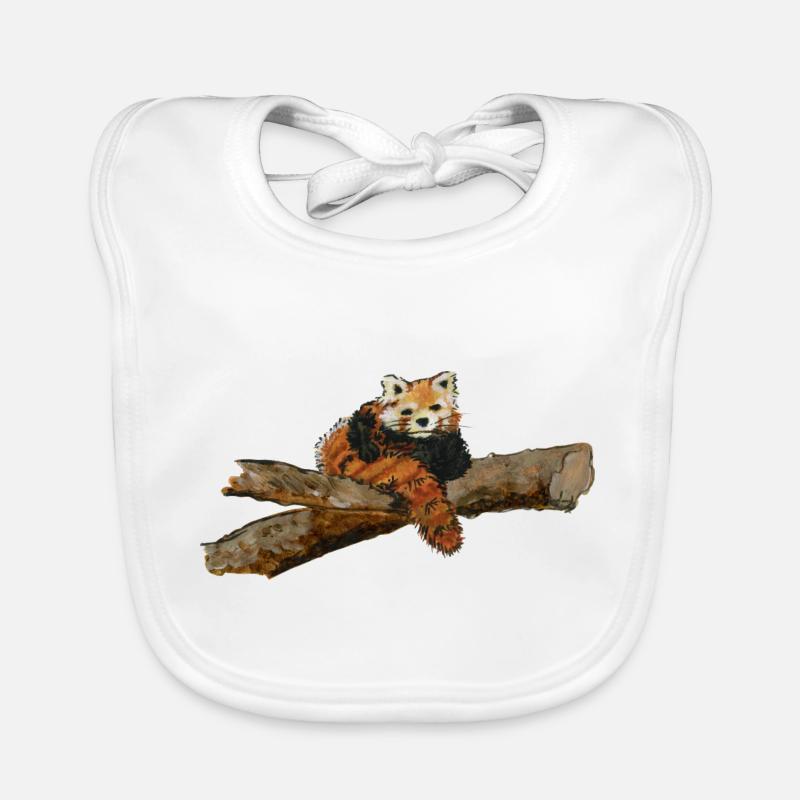 panda roux - red Panda - roter kleiner der rote - Bavoir bio Bébé - blanc