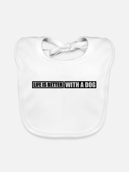better with a dog - Organic Baby Bibs - white - Front