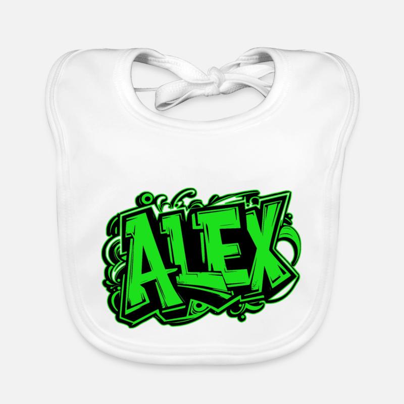 Alex Name Graffiti grün Baby Bio-Lätzchen