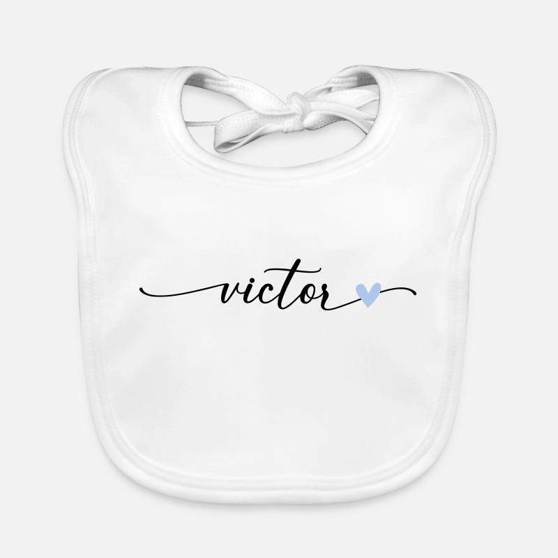 Victor Name Calligraphy Font Organic Baby Bibs