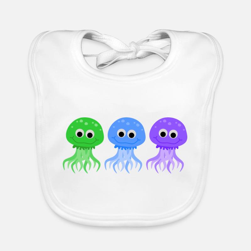 three jellyfish Organic Baby Bibs