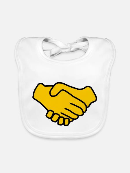 Emoji Main Donner la couleur sketch - Bavoir bio Bébé - blanc - Devant