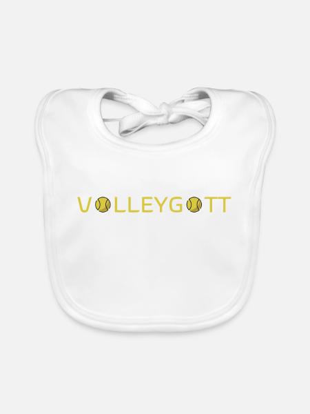 Volleygott Ball gelb - Baby Bio-Lätzchen - Weiß - Vorne