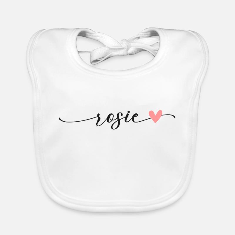 Rosie Name Calligraphy Font Organic Baby Bibs