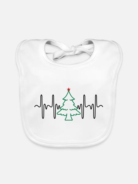 Sapin de Noël Heartbeat (couleurs modifiables) - Bavoir bio Bébé - blanc - Devant