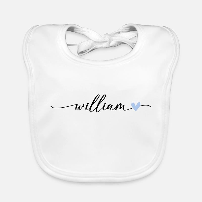 William Name Calligraphy Font Organic Baby Bibs