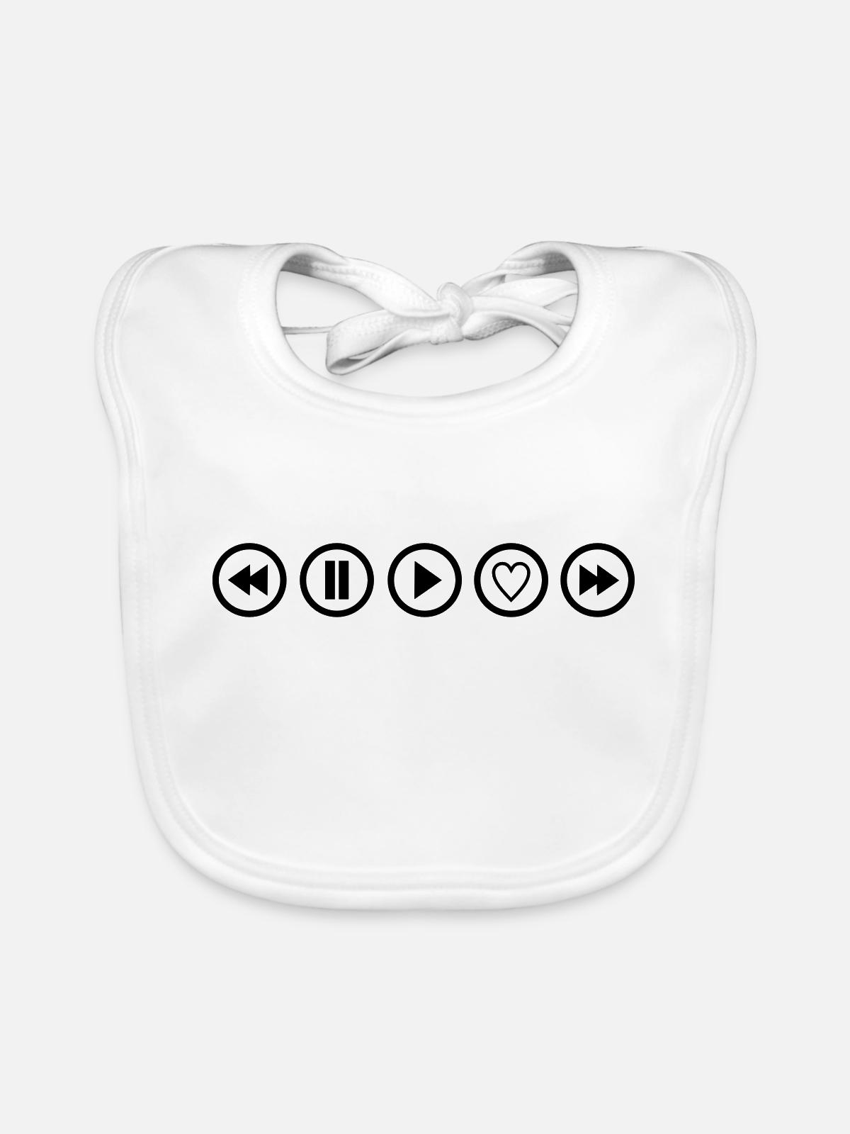 play musik herz taste - Baby Bio-Lätzchen - Weiß - Vorne