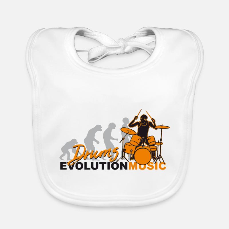 Batterie, batteur, batterie, musique d’évolution - Bavoir bio Bébé - blanc
