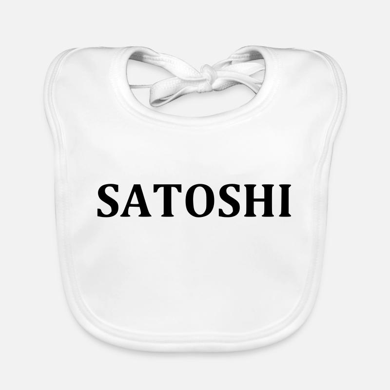 Lettrage SATOSHI pour Bitcoiner Blockchain - Bavoir bio Bébé - blanc