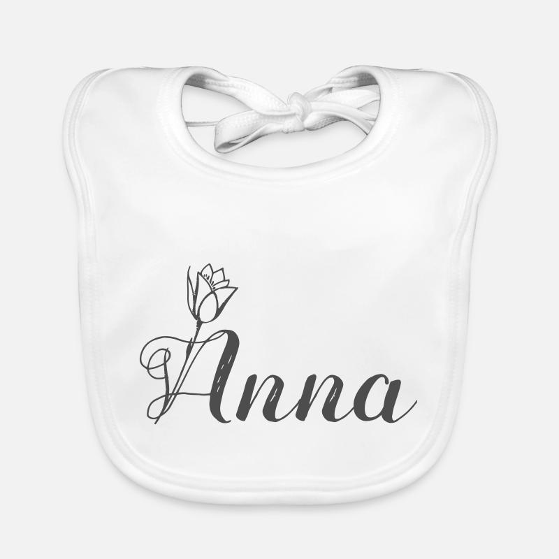 Anna Nom Prénom Motif tulipe Bavoir bio Bébé
