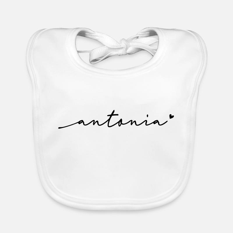 Antonia Cursive Name Organic Baby Bibs