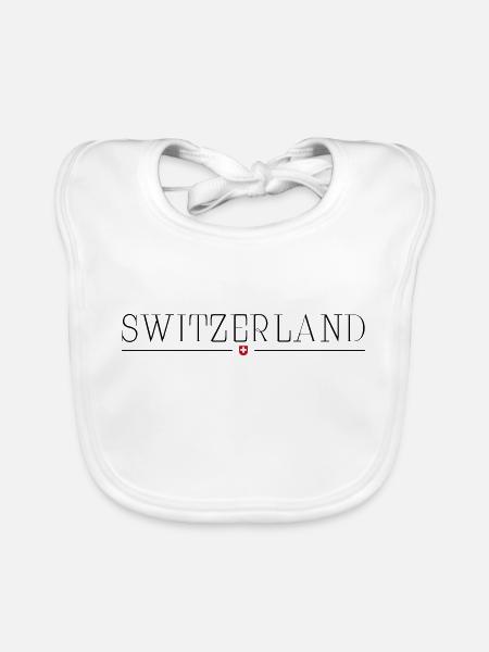 Schweiz Switzerland - Organic Baby Bibs - white - Front