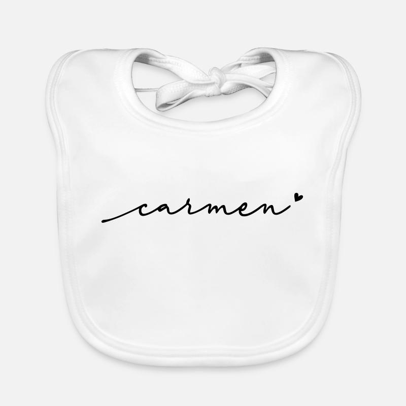 Carmen Cursive Name Organic Baby Bibs