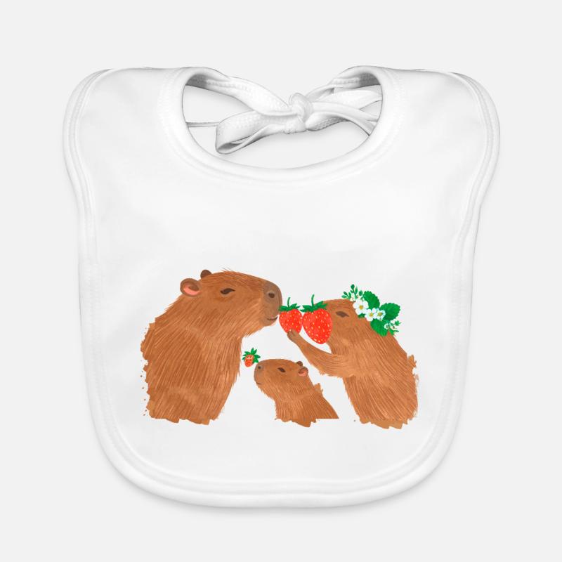 Capybara, capybara, fraises, dessin Bavoir bio Bébé
